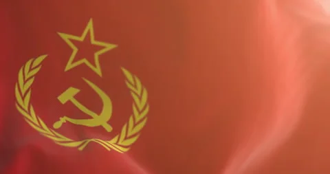 Soviet Union flag waving at wind at sunset, loop Video stock 294550436