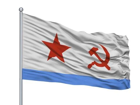 Soviet Union Naval Ensign Flag On Flagpole, Isolated On White Background Stock Illustration