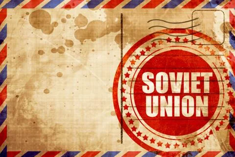 Soviet union, red grunge stamp on an airmail background Stock Illustration