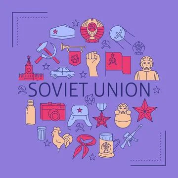 Soviet Union round concept poster Stock Illustration