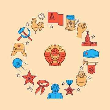 Soviet Union round concept poster Stock Illustration