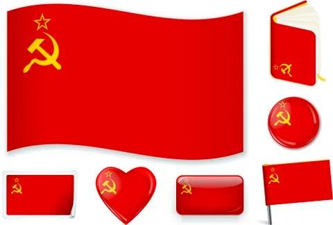 Soviet Union. Vector illustration. 3 layers. Shadows, flat flag, lights and Stock Illustration