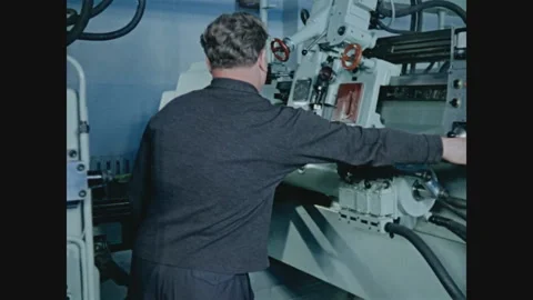 Soviet worker at the machine. Metallurgical plant 動画素材 260822702