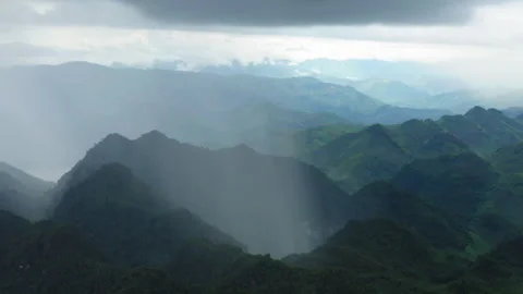 Sow drone orbit and wide aerial capture the scale of a rain shaft—a localized Stock Footage 324945215