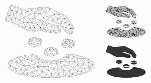 Sow Seeds Vector Mesh Carcass Model and Triangle Mosaic Icon Stock Illustration