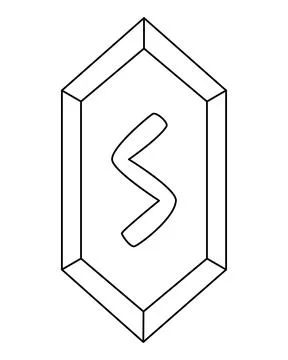Sowilo or sōwilō, the Elder Futhark rune, symbolizes the sun, vitality, Stock Illustration