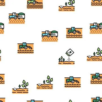 Sowing Agricultural Vector Seamless Pattern Stock Illustration