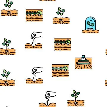 Sowing Agricultural Vector Seamless Pattern Stock Illustration