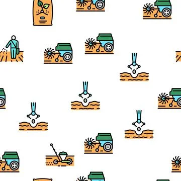 Sowing Agricultural Vector Seamless Pattern Stock Illustration