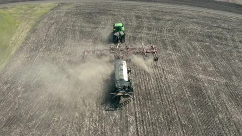 Sowing complex work in the field Stock Footage 151496319
