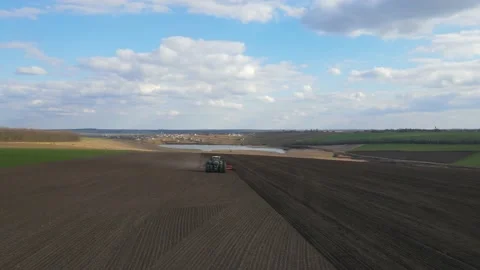 Sowing machinery in the field during spring work. Stock Footage 154165824