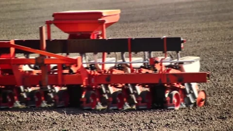 Sowing machinery in the field during spring work. Stock Footage 154165895
