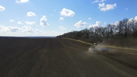 Sowing machinery in the field during spring work. Stock Footage 154165957