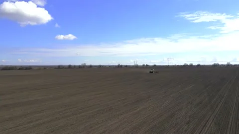 Sowing machinery in the field during spring work. Stock Footage 154165960