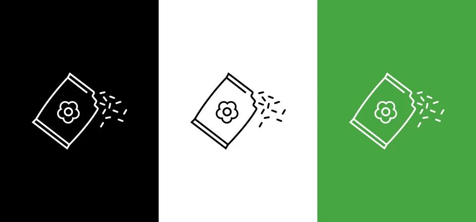 Sowing seeds. Vector editable outline stroke. Growing seedlings. 스톡 일러스트
