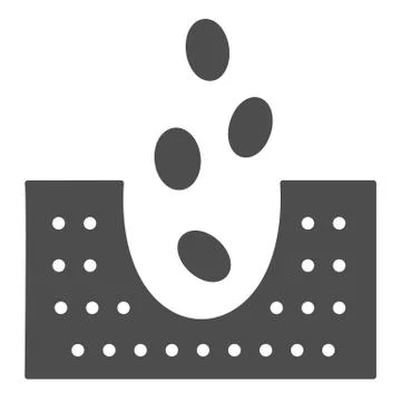 Sowing solid icon. Seeds falling into the ground vector illustration isolated on Stock Illustration