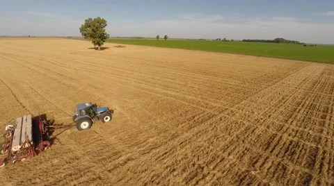 Sowing Tractor and Machine 스톡 동영상 63082990