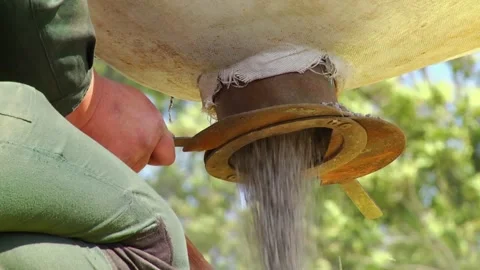 Sowing work in the field with agronomic units Stock Footage 146962688
