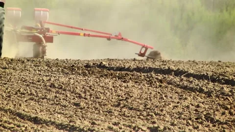 Sowing work in the field with agronomic units Stock Footage 146962716