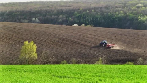 Sowing work in the field with agronomic units Stock Footage 146962725