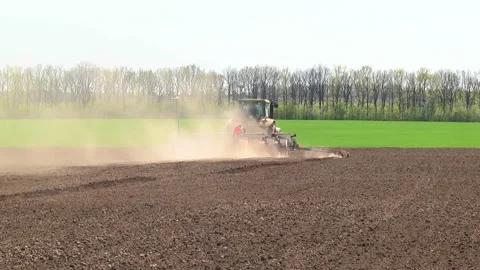 Sowing work in the field with agronomic units Stock Footage 146962728
