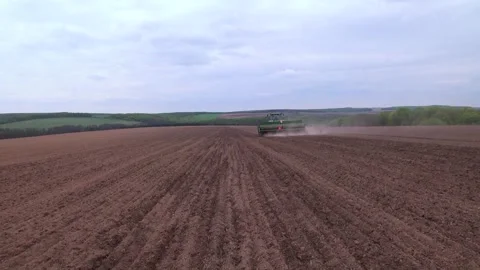 Sowing work in the field with agronomic units Stock Footage 146962800