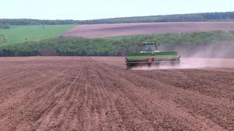 Sowing work in the field with agronomic units Stock-Footage 146962805