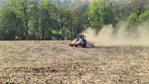 Sowing work in the field with agronomic units Stock Footage 146962811