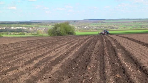 Sowing work in the field with agronomic units Stock Footage 146962852
