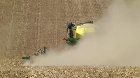 Sowing work in the field with agronomic units Stock Footage 146962860