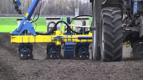 Sowing work in the field with agronomic units Video stock 155071033