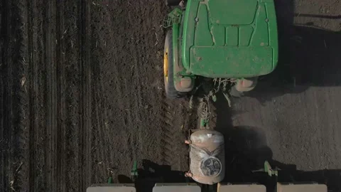 Sowing work in the field with agronomic units Video stock 155072831