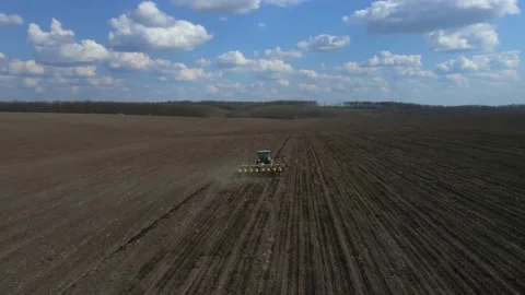 Sowing work in the field with agronomic units Video stock 155072840