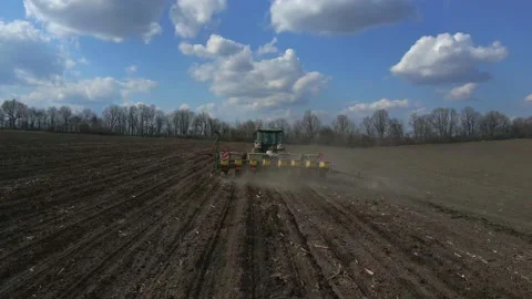 Sowing work in the field with agronomic units Video stock 155072841
