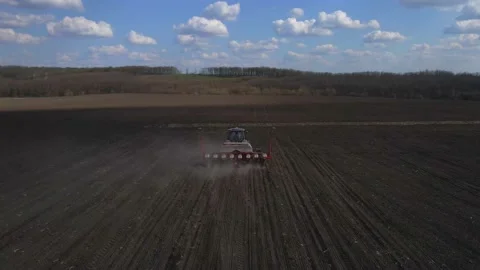 Sowing work in the field with agronomic units Stock Footage 155072849