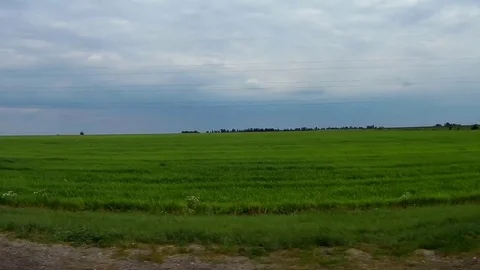 Sown field and sky with clouds Stock Footage 78057623