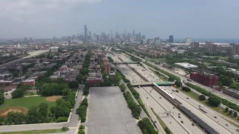 Sox Aerial North to Chicago Loop Stock Footage 148435096