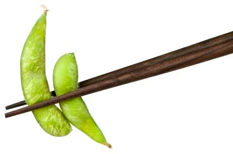 Soy beans with chopsticks Stock Photos