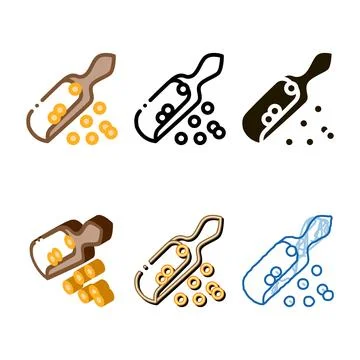 Soy beans styleset scapula icon vector outline Stock Illustration