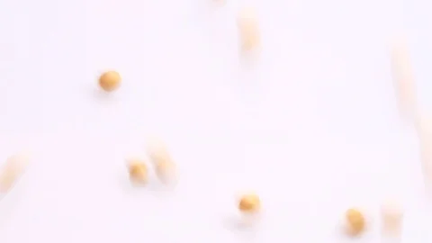 Soy beans on white background falling from top and filling up frame. Stock Footage 111871571