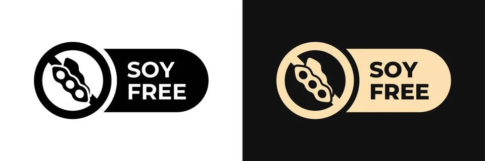 Soy free icon. Zero soy label. Soybeans free illustration, logo, symbol, si.. Stock Illustration