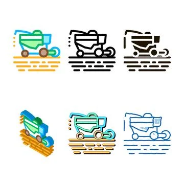 Soy harvesting machine icon vector outline multistyle Illustrazione stock