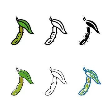 Soy leaf color icon multipack vector Stock Illustration