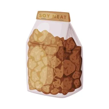 Soy Meat Package as Natural and Organic Product from Soybean Plant Vector Illustrazione stock