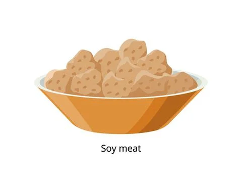 Soy meat, soya chunks, Textured or texturized vegetable protein. Soybean product Illustrazione stock