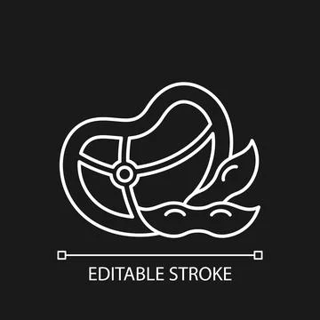 Soy meat white linear icon for dark theme Illustrazione stock