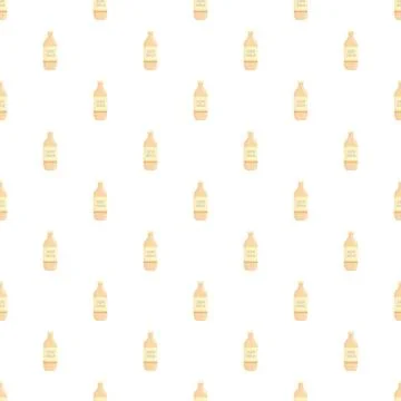 Soy milk bottles seamless pattern repeating healthy drink background Stock Illustration