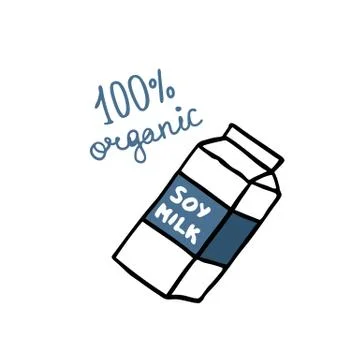 Soy milk doodle icon, vector color illustration Stock Illustration
