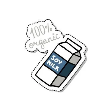 Soy milk doodle icon, vector sticker illustration Stock Illustration
