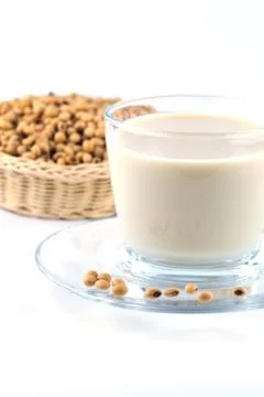 Soy milk with soy beans Stock Photos